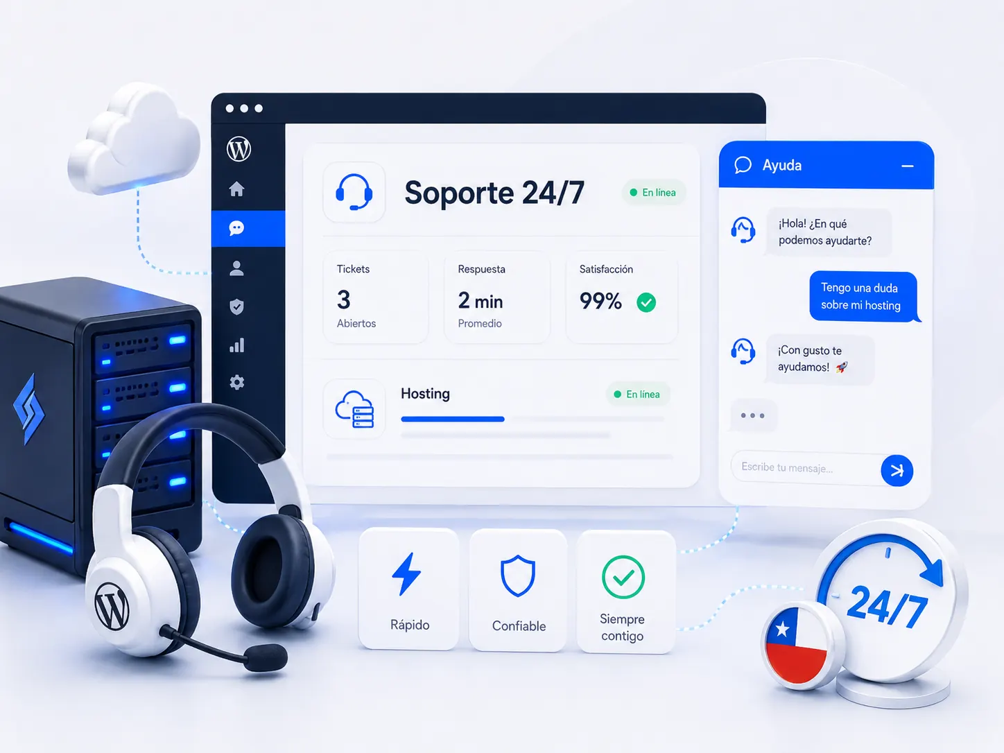 Soporte técnico 24/7 para hosting económico en Chile