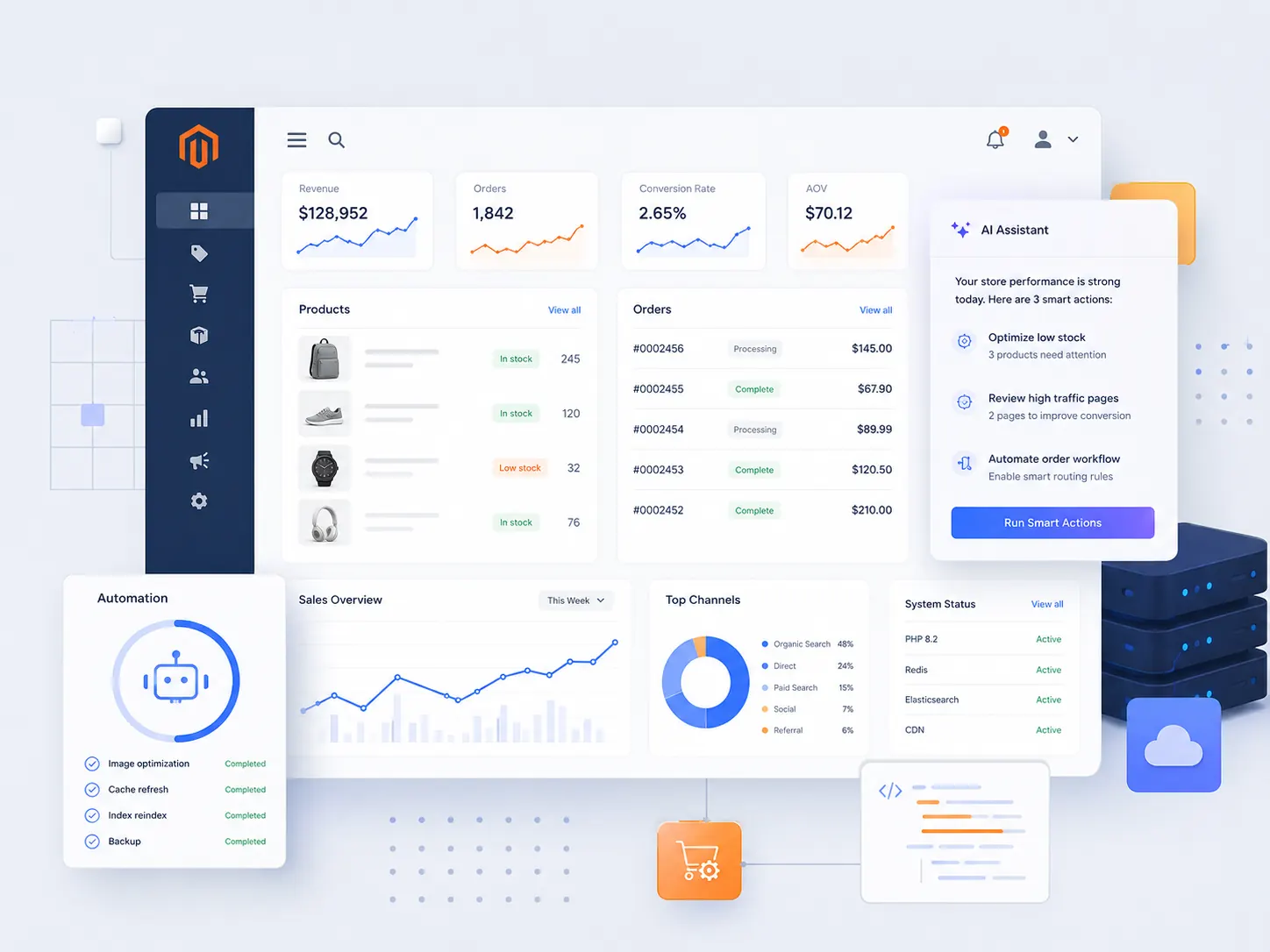 Automatización y asistente IA para Magento