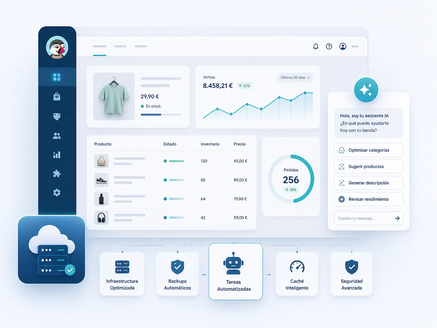 Automatización y asistente IA para tiendas PrestaShop
